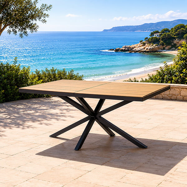 CONCEPT USINE - Table de jardin 8 places effet bois 190cm ALMADA - large