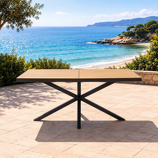 CONCEPT USINE - Table de jardin 8 places effet bois 190cm ALMADA - large