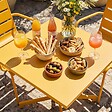 OVIALA - Ensemble table 70 cm et 2 fauteuils de jardin en métal jaune - Palavas - vignette