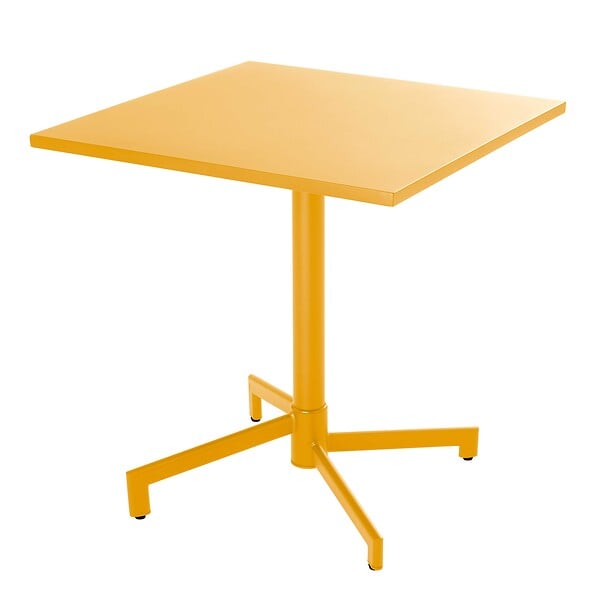 OVIALA - Ensemble table 70 cm et 2 fauteuils de jardin en métal jaune - Palavas - large