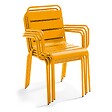 OVIALA - Ensemble table 70 cm et 2 fauteuils de jardin en métal jaune - Palavas - vignette