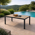 CONCEPT USINE - Table de jardin 200cm en aluminium et avec plateau en verre trempé effet bois LAGOS - vignette