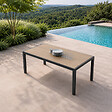 CONCEPT USINE - Table de jardin 200cm en aluminium et avec plateau en verre trempé effet bois LAGOS - vignette