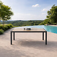 CONCEPT USINE - Table de jardin 200cm en aluminium et avec plateau en verre trempé effet bois LAGOS - vignette