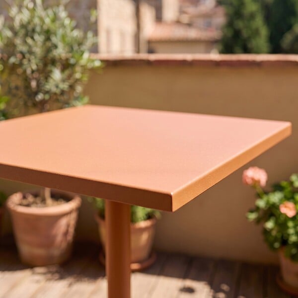 OVIALA - Ensemble table 70 cm et 2 chaises de jardin en métal caramel - Palavas - large