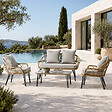 CONCEPT USINE - Salon de jardin 4 places avec table basse effet rotin naturel PORTO - vignette