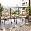 CONCEPT USINE - Ensemble de jardin 2 fauteuils et table basse effet rotin naturel GALICIA - vignette