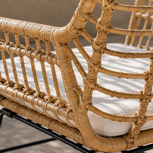 CONCEPT USINE - Ensemble de jardin 2 fauteuils et table basse effet rotin naturel GALICIA - large