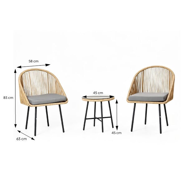 CONCEPT USINE - Ensemble de jardin 2 fauteuils et table basse effet rotin naturel IPANEMA - large
