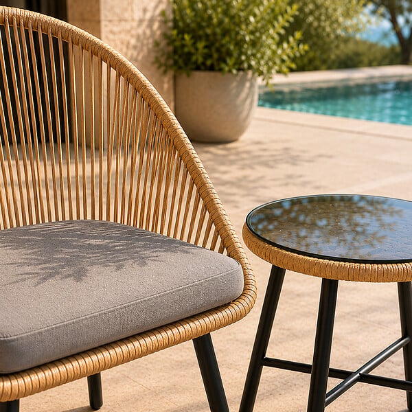 CONCEPT USINE - Ensemble de jardin 2 fauteuils et table basse effet rotin naturel IPANEMA - large