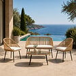 CONCEPT USINE - Salon de jardin 4 places avec table basse effet rotin naturel RAVELLO - vignette