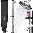TECTAKE - Douche solaire extérieure écologique en noir et gris avec pommeau pivotant 360° et porte-savon - vignette