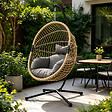 CONCEPT USINE - Fauteuil suspendu effet rotin avec coussin gris BRASILIA - vignette
