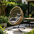 CONCEPT USINE - Fauteuil suspendu effet rotin avec coussin gris BRASILIA - vignette