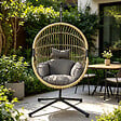 CONCEPT USINE - Fauteuil suspendu effet rotin avec coussin gris BRASILIA - vignette