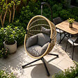 CONCEPT USINE - Fauteuil suspendu effet rotin avec coussin gris BRASILIA - vignette
