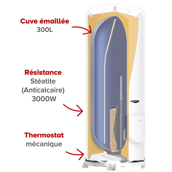 ARISTON - Chauffe eau électrique Vertical Sol Ariston Stéatite 300 L - large