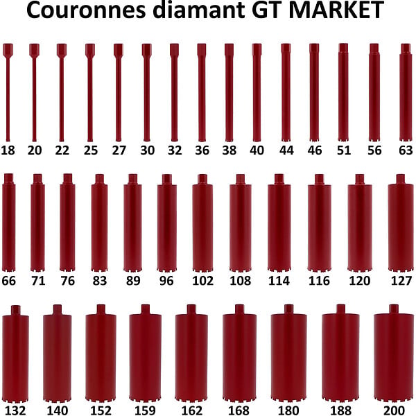 GT MARKET - Couronne diamant Ø 30 mm avec adaptateur pour perceuse et perforateur SDS-max - large