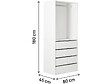 HABITAT ET JARDIN - Armoire avec 4 tiroirs et 1 penderie "Opéra" - 80 x 45 x 180 cm - Blanc - vignette