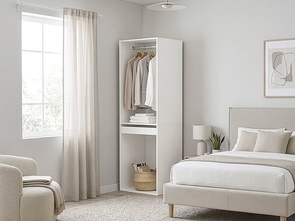 HABITAT ET JARDIN - Armoire avec penderie et porte-pantalons "Opéra" - 60 x 45 x 180 cm - Blanc - large
