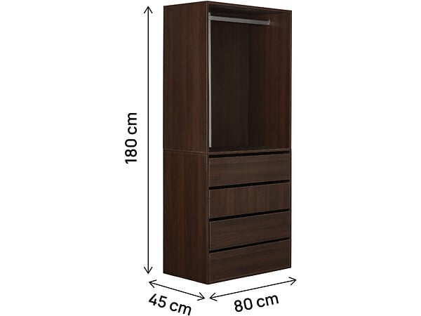 HABITAT ET JARDIN - Armoire avec 4 tiroirs et 1 penderie "Opéra" - 80 x 45 x 180 cm - Marron - large