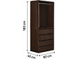 HABITAT ET JARDIN - Armoire avec 4 tiroirs et 1 penderie "Opéra" - 80 x 45 x 180 cm - Marron - vignette