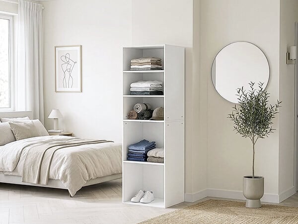 HABITAT ET JARDIN - Armoire avec 5 étagères "Opéra" - 60 x 45 x 180 cm - Blanc - large