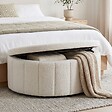 TECTAKE - Banc rembourré en bouclé crème moon avec grand espace rangement capacité charge 150 kg 108 x 48 x 40 cm - vignette