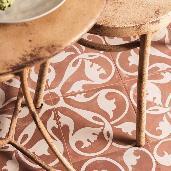 RO'MA NATURE - Carrelage Vintage effet Carreau ciment Terracotta 45x45x0,95 cm Morenca - Sol et mur intérieur (vendu par carton de 1 m²) - large