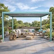 CONCEPT USINE - Pergola bioclimatique 4x3m structure aluminium lames orientables verte CORFU - vignette