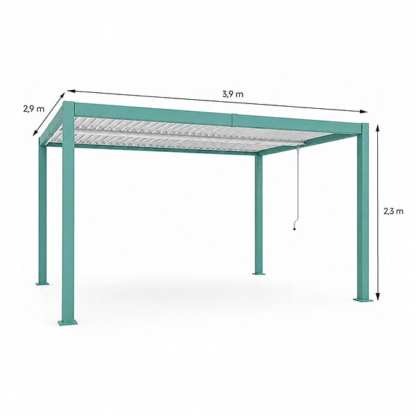 CONCEPT USINE - Pergola bioclimatique 4x3m structure aluminium lames orientables verte CORFU - large