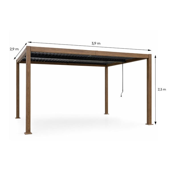 CONCEPT USINE - Pergola bioclimatique 4x3m structure aluminium lames orientables effet bois CORFU - large