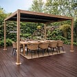 CONCEPT USINE - Pergola bioclimatique 4x3m structure aluminium lames orientables effet bois CORFU - vignette