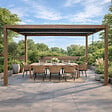 CONCEPT USINE - Pergola bioclimatique 4x3m structure aluminium lames orientables effet bois CORFU - vignette