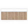 ID MARKET - Buffet 180 cm ELIGHT XXL 3 portes et 3 tiroirs avec LED et niches blanc et bois façon hêtre - vignette