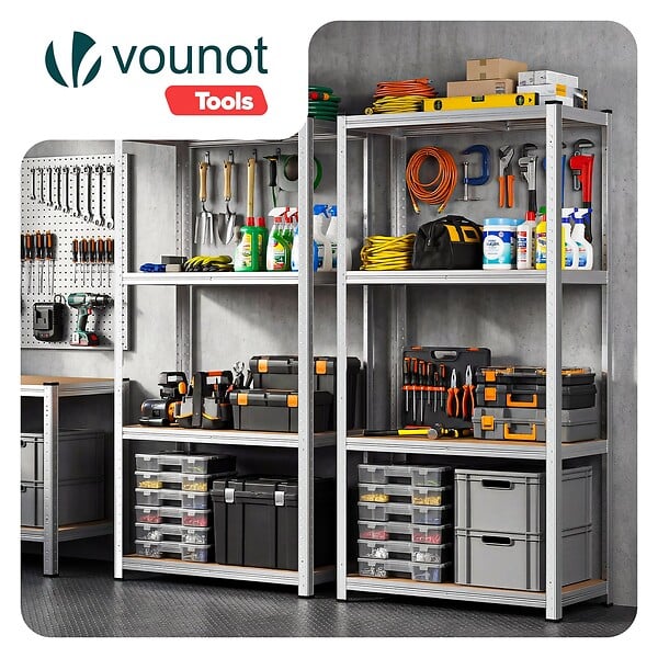 VOUNOT - Lot de 2 Etagères de rangement charge lourde robuste à 4 niveaux 80x40x160cm - large