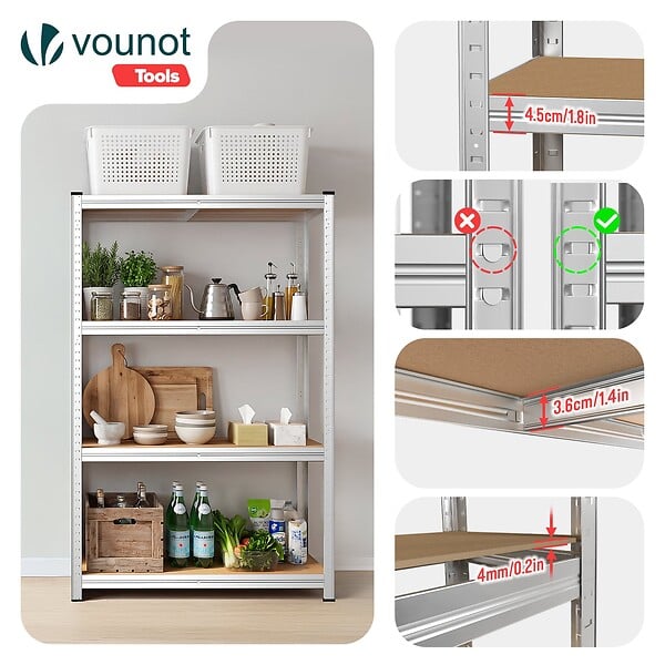 VOUNOT - Lot de 2 Etagères de rangement charge lourde robuste à 4 niveaux 80x40x160cm - large