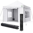 VOUNOT - Tonnelle de jardin renforcée 3x3m pliable Barnum avec 4 parois latérales et fenêtres blanc - vignette