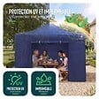 VOUNOT - Tonnelle de jardin renforcée 3x3m pliable Barnum avec 4 parois latérales et fenêtres bleu - vignette