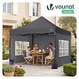 VOUNOT - Tonnelle de jardin renforcée 3x3m pliable Barnum avec 4 parois latérales et fenêtres gris - vignette