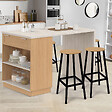 ID MARKET - Ilot central mange-debout 4 personnes VITO 130 cm bois et plateau effet travertin - vignette