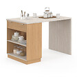 ID MARKET - Ilot central mange-debout 4 personnes VITO 130 cm bois et plateau effet travertin - vignette
