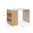 ID MARKET - Ilot central mange-debout 4 personnes VITO 130 cm bois et plateau effet travertin - vignette