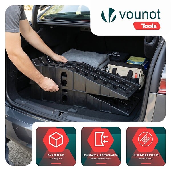 VOUNOT - Lot 2 rampes nivellement voiture 5T cale d’acces PP 91x30.5x22cm noir - large