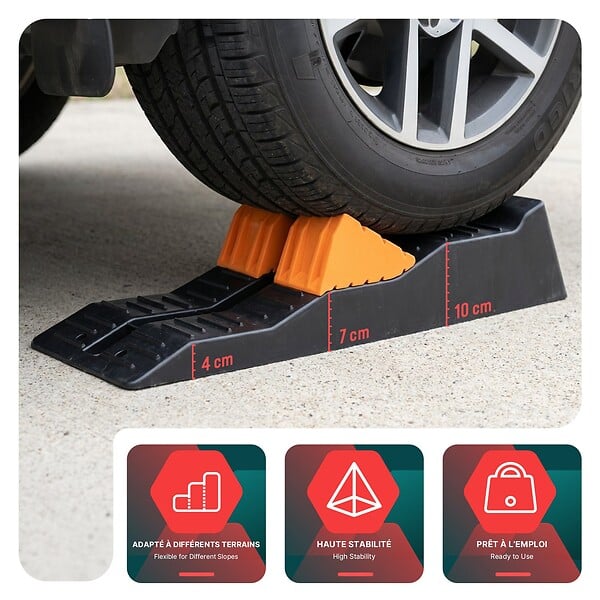 VOUNOT - Lot 2 rampes nivellement voiture 5T cale d’acces PP 56x20x13cm noir - large