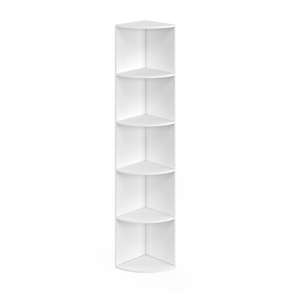 ID MARKET - Etagère murale d'angle MODULA 5 niveaux blanche à poser ou à fixer - large