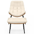 ID MARKET - Lot de 2 fauteuils de jardin relax LOA effet rotin avec coussins écrus et repose-pieds - vignette