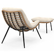 ID MARKET - Lot de 2 fauteuils de jardin relax LOA effet rotin avec coussins écrus et repose-pieds - vignette