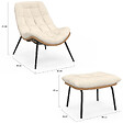 ID MARKET - Lot de 2 fauteuils de jardin relax LOA effet rotin avec coussins écrus et repose-pieds - vignette