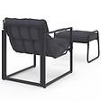 ID MARKET - Lot de 2 fauteuils de jardin MARCO avec repose pieds gris coussin gris anthracite - vignette